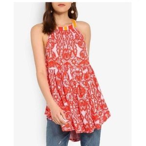 Free People Red and Yellow Halter Dress